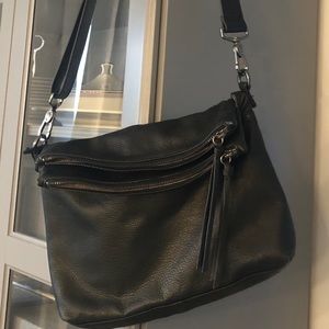 Italian black leather crossbody